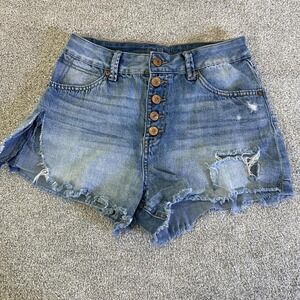 Rewash Super High Rise Distressed Denim Shorts Stretch Waist 5/27